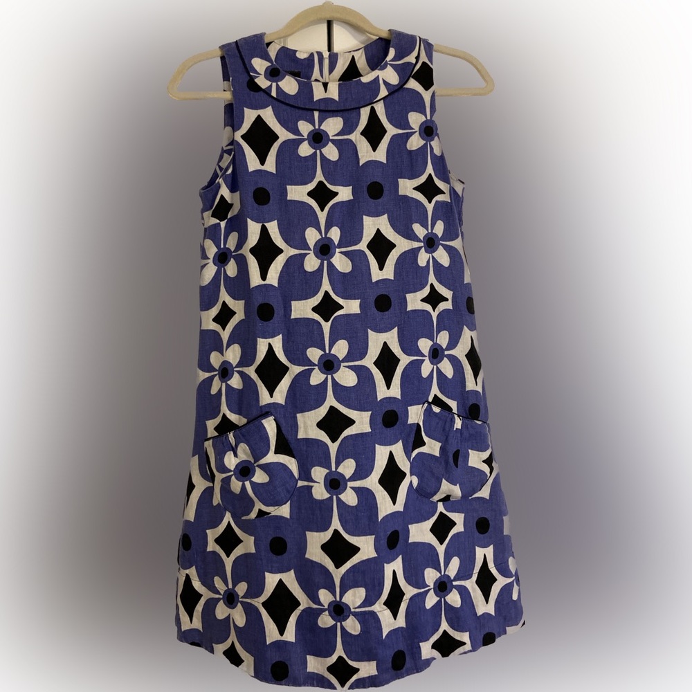 Mango mod print linen dress size 4